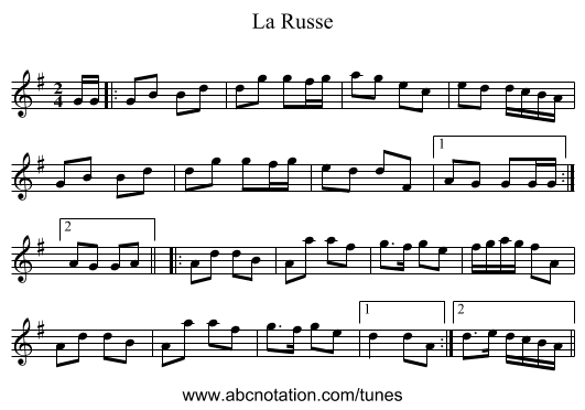 La Russe - staff notation
