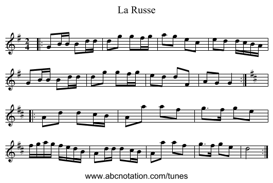 La Russe - staff notation