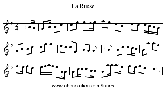 La Russe - staff notation