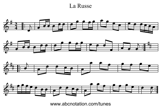 La Russe - staff notation