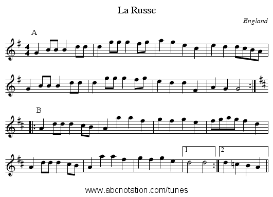 La Russe - staff notation