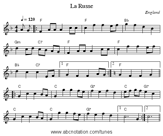 La Russe - staff notation