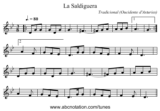 La Saldiguera - staff notation