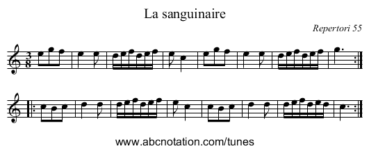 La sanguinaire - staff notation