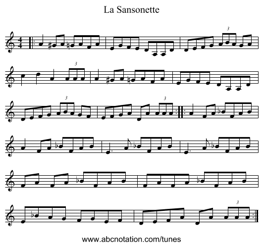 La Sansonette - staff notation