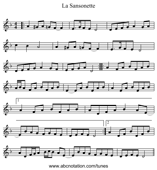 La Sansonette - staff notation