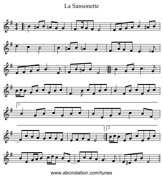 La Sansonette - staff notation