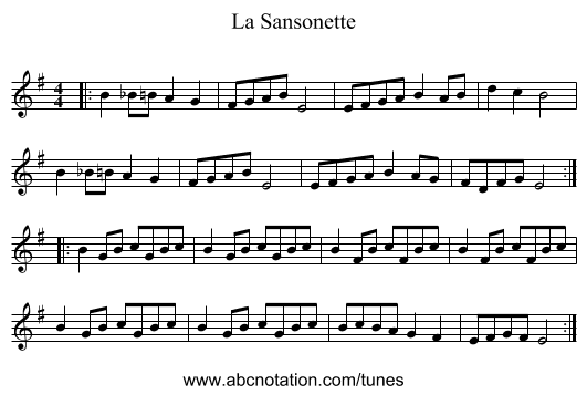 La Sansonette - staff notation
