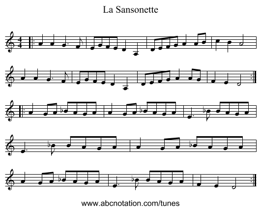 La Sansonette - staff notation
