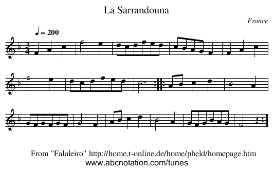 La Sarrandouna - staff notation
