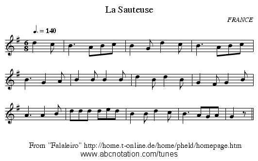 La Sauteuse - staff notation