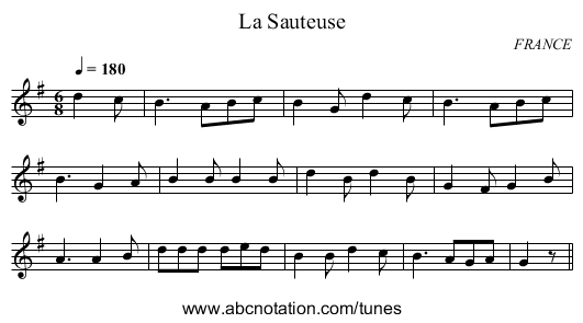 La Sauteuse - staff notation