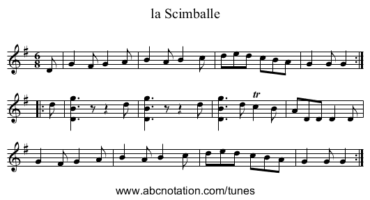 la Scimballe - staff notation