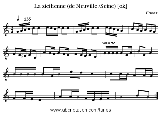 La sicilienne (de Neuville /Seine) [ok] - staff notation