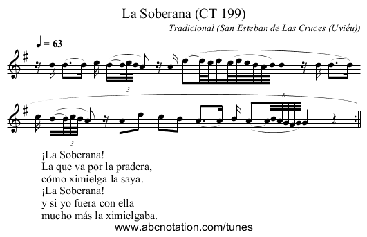 La Soberana (CT 199) - staff notation
