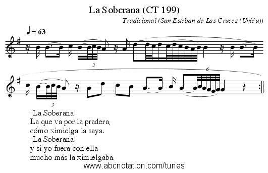La Soberana (CT 199) - staff notation
