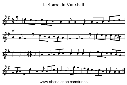 la Soirre du Vauxhall - staff notation