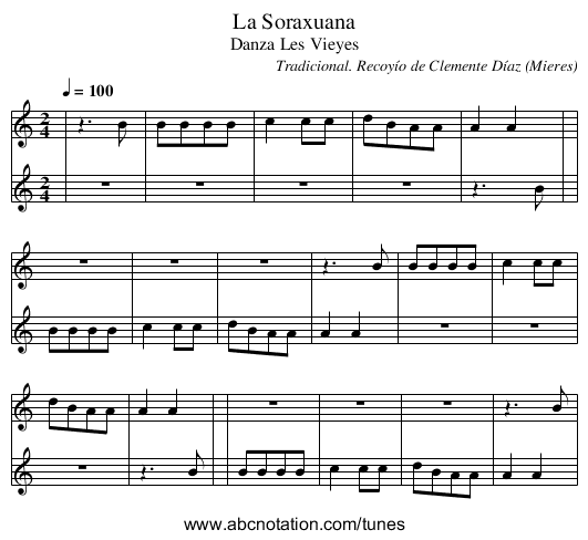 La Soraxuana - staff notation