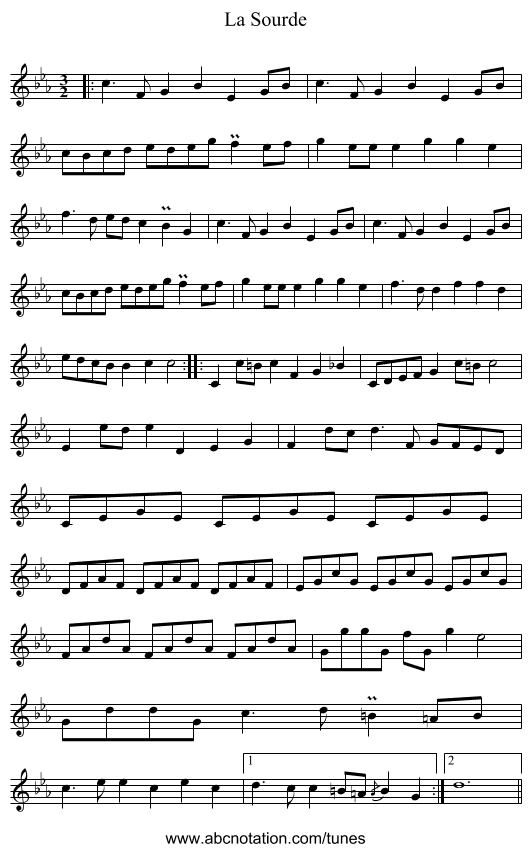 La Sourde - staff notation