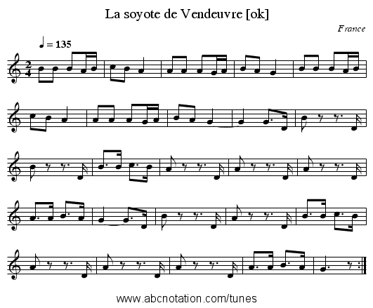 La soyote de Vendeuvre [ok] - staff notation