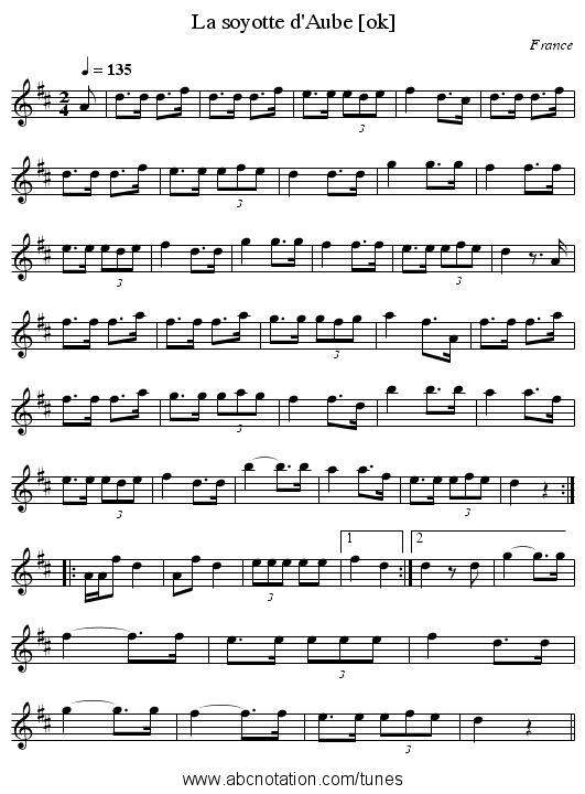 La soyotte d'Aube [ok] - staff notation