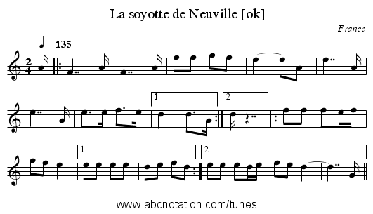 La soyotte de Neuville [ok] - staff notation