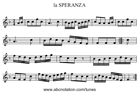 la SPERANZA - staff notation