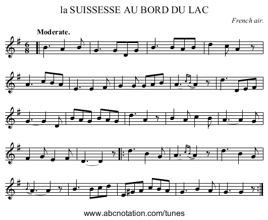 la SUISSESSE AU BORD DU LAC - staff notation