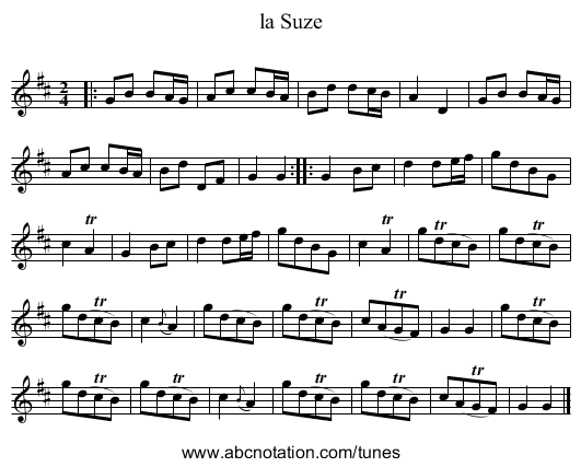 la Suze - staff notation
