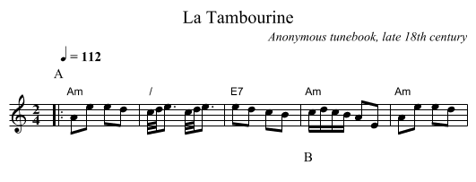 La Tambourine - staff notation