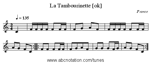 La Tambourinette [ok] - staff notation