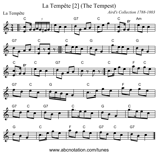 La Tempête [2] (The Tempest) - staff notation