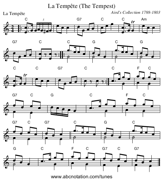 La Tempête (The Tempest) - staff notation