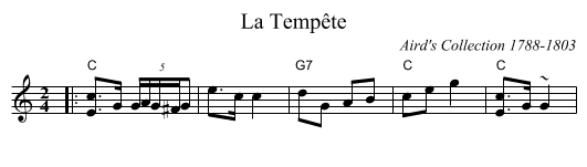 La Temp&ecirc;te - staff notation