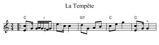 La Temp&ecirc;te - staff notation