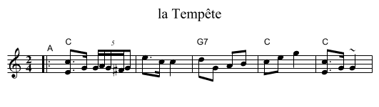 la Temp&ecirc;te - staff notation