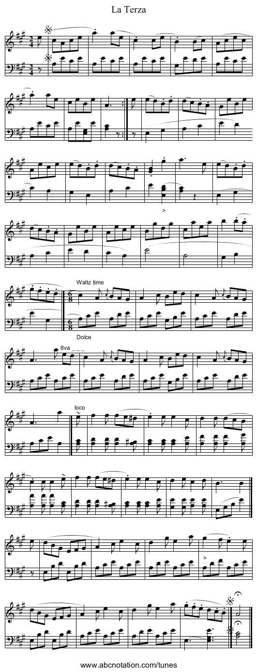 La Terza - staff notation