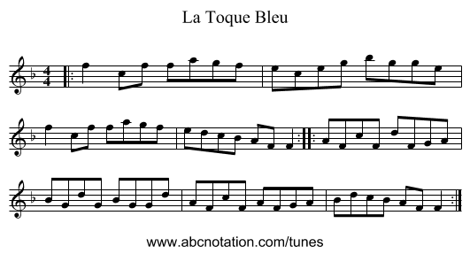 La Toque Bleu - staff notation