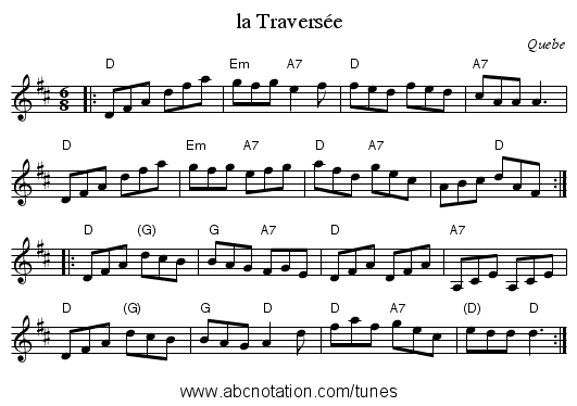 la Travers&eacute;e - staff notation