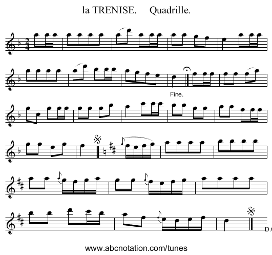 la TRENISE.     Quadrille. - staff notation