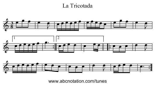 La Tricotada - staff notation