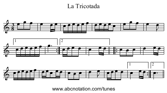 La Tricotada - staff notation