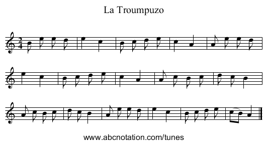 La Troumpuzo - staff notation
