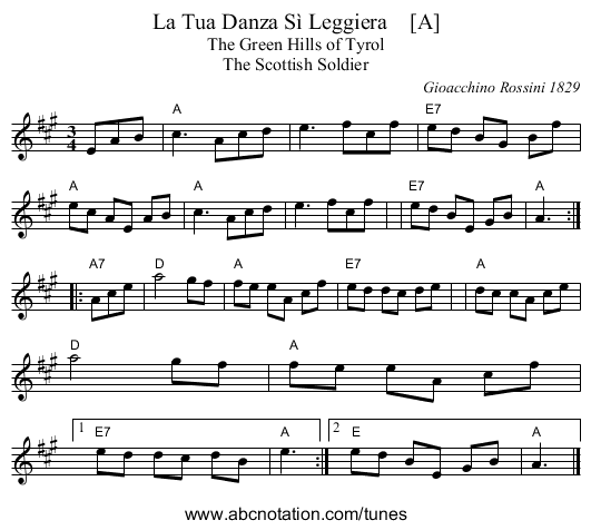 La Tua Danza S&igrave; Leggiera    [A] - staff notation