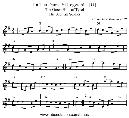 L&agrave; Tua Danza S&igrave; Leggier&agrave;    [G] - staff notation