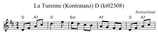 La Turenne (Kontratanz) D (kt02308) - staff notation