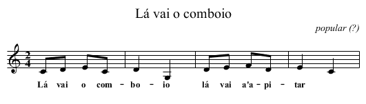 Lá vai o comboio - staff notation