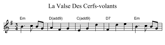 La Valse Des Cerfs-volants - staff notation