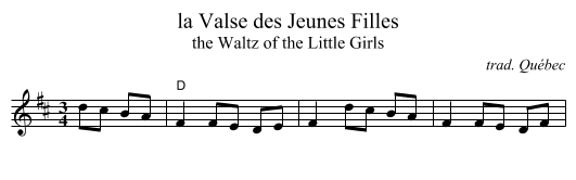 la Valse des Jeunes Filles - staff notation