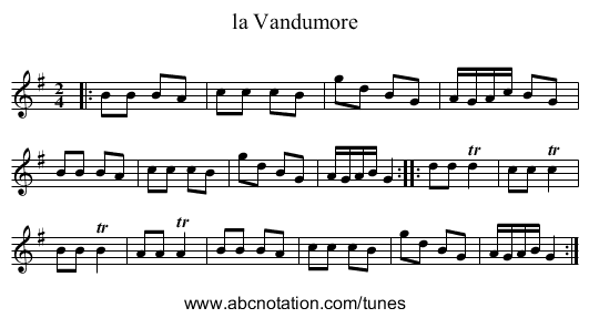 la Vandumore - staff notation